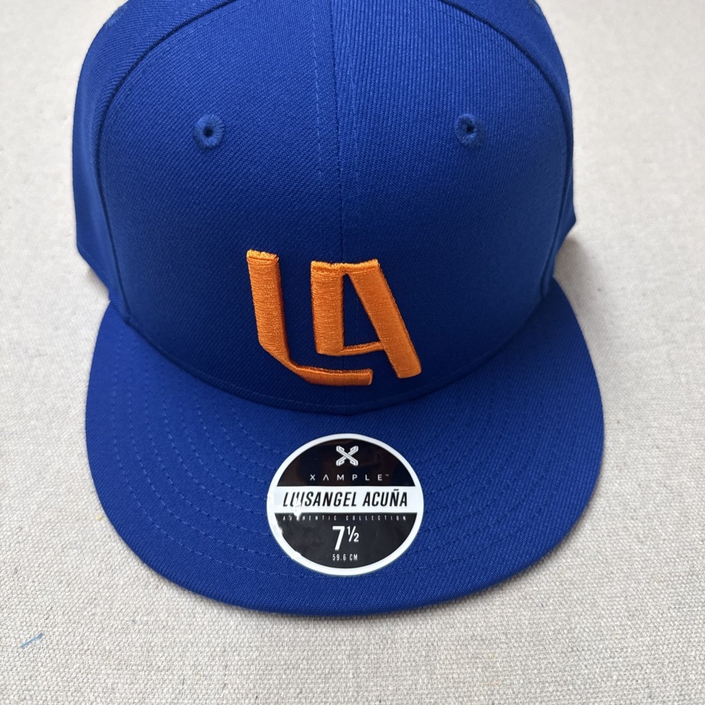 Xample Luisangel Acuña Fitted Hat Size 7 1/2 Blue Orange Embroidered New